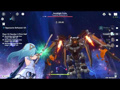 Wanderer Scaramouche vs 12-3 Aeonblight 3.2 Abyss 50s Clear (Fischl team)