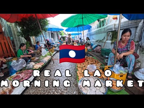 Luang Prabang Morning Market 🇱🇦 | Local Life, Street Food & Lao Culture #laos #luangprabanglaos #diy