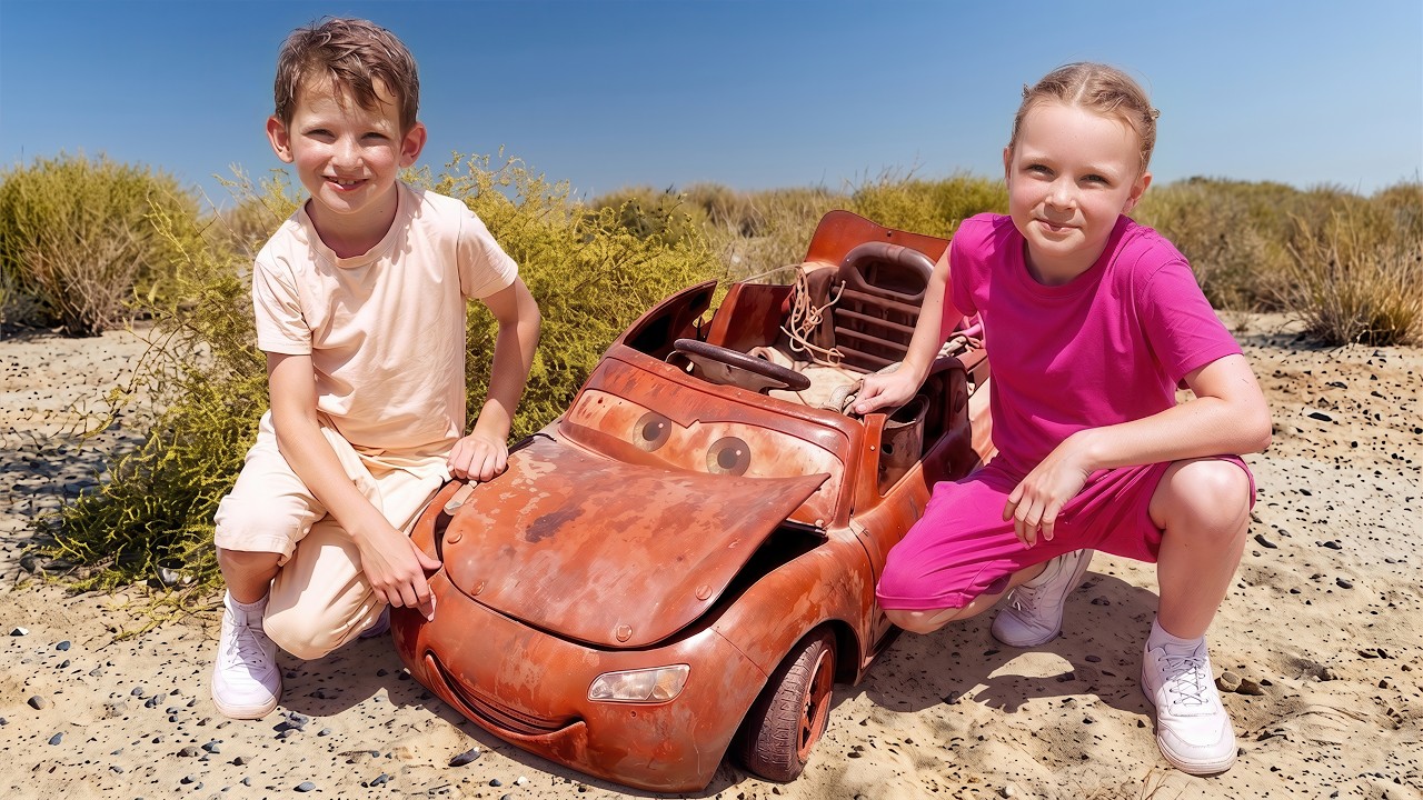 Rusty Lightning McQueen Toy Car Makeover with Alex and Dasha