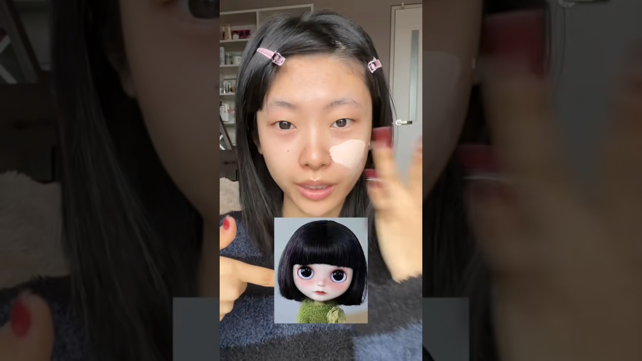 My blythe doll make‼️ #一重 #メイク #My blythe doll make #黒髪