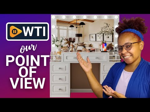 Farmhouse Makeup Vanity Desk with Lighted Mirror & Power Outlet - WTI product video review