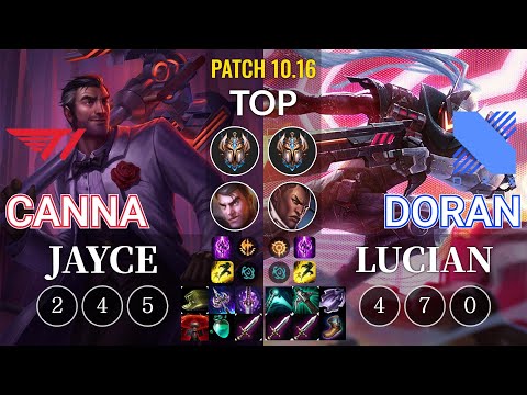 T1 Canna Jayce vs DRX Doran Lucian Top - KR Patch 10.16