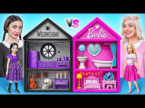 We Build Amazing Doll House Wednesday vs Barbie Challenge | Funny Moments by Multi DO Girls