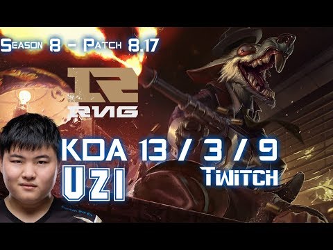 RNG Uzi TWITCH vs XAYAH ADC - Patch 8.17 KR Ranked