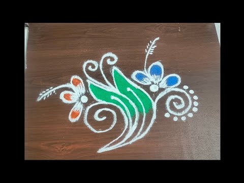 Flower design# small rangoli #designs #easy kolam tranding #video #Sarayurangoli 