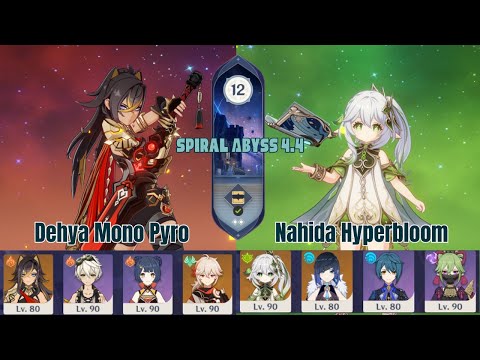 C0 Dehya Mono Pyro & C0 Nahida Hyperbloom || Genshin Impact Spirall Abyss 4.4 Full Star