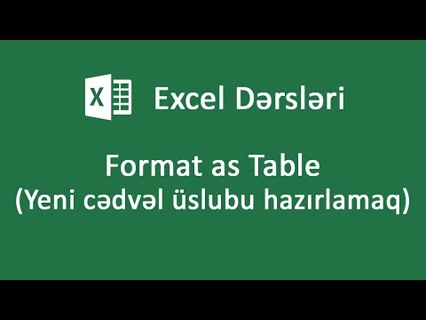 Format as Table (Yeni cədvəl üslubu hazırlamaq) - Excel dərsləri #16