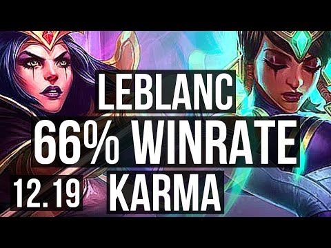 LEBLANC vs KARMA (MID) | 66% winrate, Legendary, 14/2/3 | EUW Challenger | 12.19