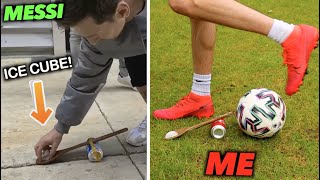 How Difficult are FOOTBALLERS Most INSANE VIRAL Moments? (MESSI ICE CUBE TRICK)