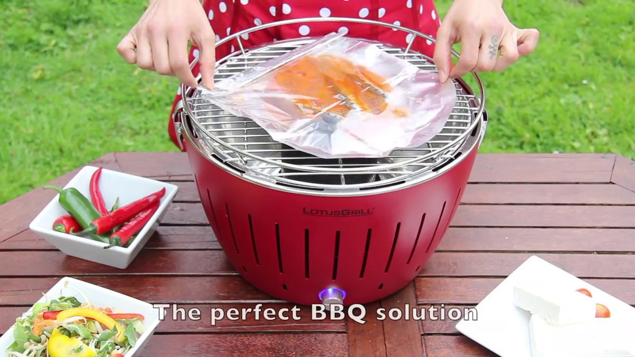 Lotus Grill Bbq In Red With Free Lighter Gel & Charcoal - Lotus