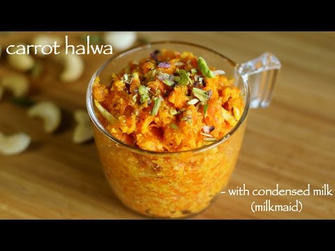gajar ka halwa recipe with condensed milk | carrot halwa recipe with milkmaid