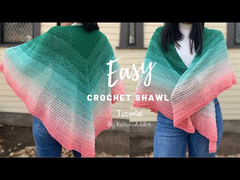 Easy Crochet Shawl Tutorial/ Crochet Shawl Pattern /Crochet Xmas Gift Ideas