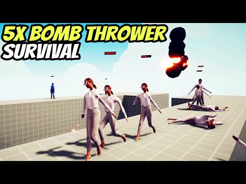 5x Bomb thrower Survival vs Every Faction 5v10 - Totally Accurate Battle Simulator TABS