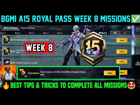 A15 RP WEEK 8 MISSION / BGMI WEEK 8 MISSIONS EXPLAINED / A15 ROYAL PASS WEEK 8 MISSION C9S25 WEEK 8
