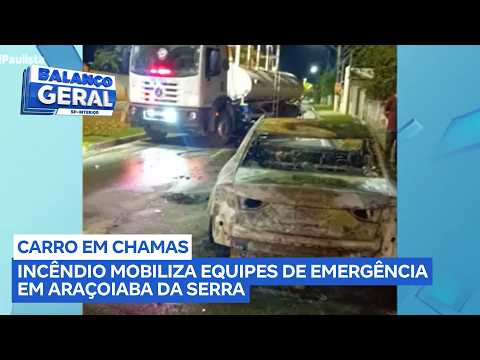 Araiçoaba da Serra: carro pega fogo e mobiliza emergência
