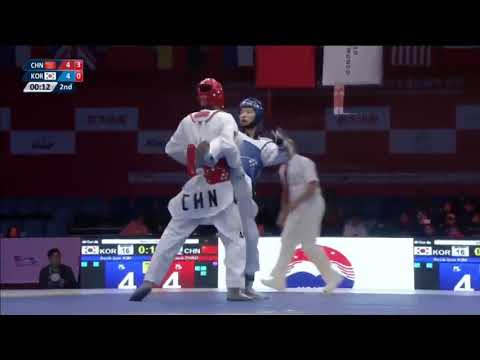 Wuxi 2018 World Taekwondo Grand Slam -68kg QF Shuai ZHAO[CHN] vs Seok Bae KIM[KOR]