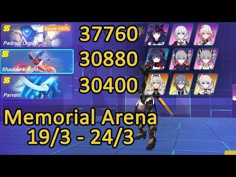Padrino (+20%) 37760, SK 30880, Parvati 30400 | 99k on Memorial Arena! Honkai Impact 3