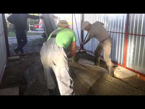 Concrete pouring with a pear