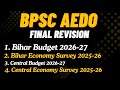 BPSC AEDO 2026 Bihar Budget 2026 27 Bihar Economy Survey Central Budget Economy Survey 2025 26