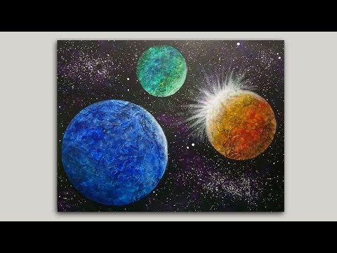 Colliding Planets Acrylic Painting Easy Galaxy Painting Tutorial for Beginners