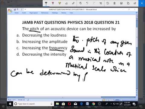 JAMB PAST QUESTION PHYSICS 2018 QUESTION 21 Pitch of an Acoustic Device, Frequency