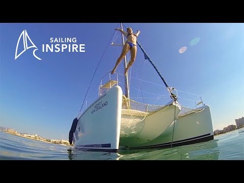 Anchoring a Lagoon 420 and we head up the mainsail - Sailing Inspire Ep 2
