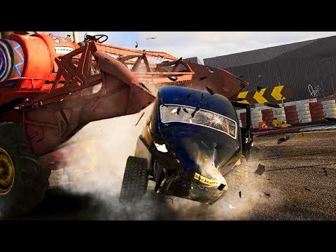 DODGING ONCOMING BUSES AND HARVESTERS RACING! - Next Car Game: Wreckfest Gameplay