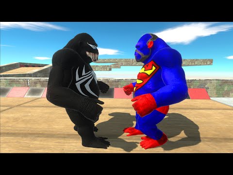 SuperMan GORO vs Venom GORO DEATH RUN - Animal Revolt Battle Simulator