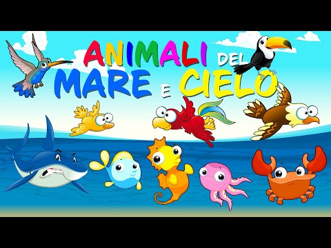 Animali del Mare e del Cielo 🐟🦜 | Impara i nomi degli animali | Video Educativo