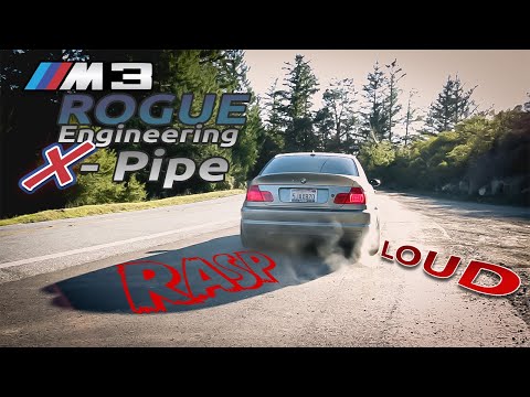 BMW E46 M3 Full Exhaust with Exhaust Valve sound clips - Rogue Engineering X-Pipe and Race Muffler