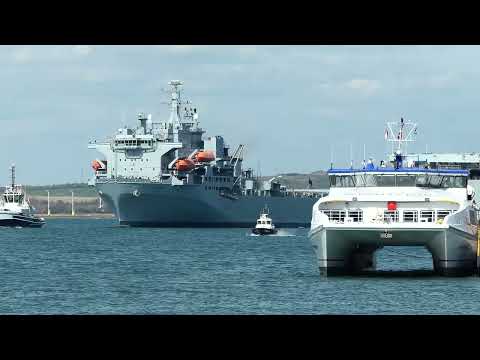 HMS Mersey, RFA Argus plus other shipping in Portsmouth Harbour