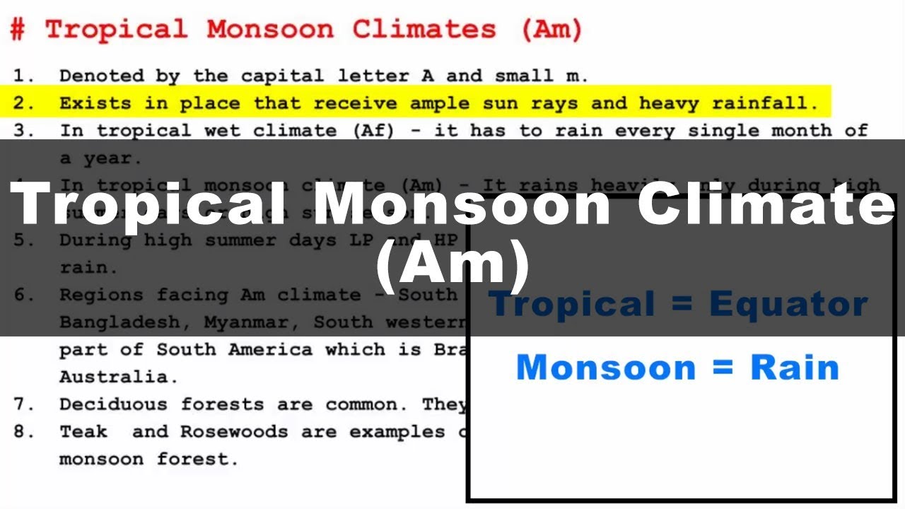 Koppen Scheme - Tropical Monsoon Climate (Am) | UPSC IAS Geography