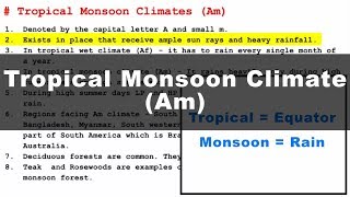 Koppen Scheme - Tropical Monsoon Climate (Am) | UPSC IAS Geography