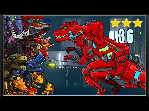 Dino Robot Battlefield Armored Dinosaurs - Tyranno Red 3 Stars Level 36 - Full Game Play