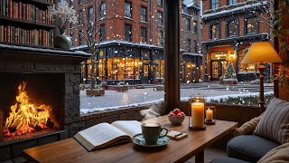Good Mood Winter Piano Jazz ⛄ Relaxing Coffee Shop Ambience & Fireplace Sounds for Study & Work