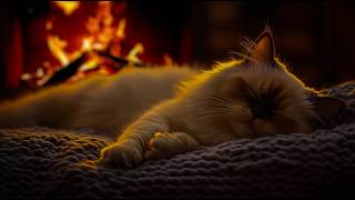 [NO ADS] FALL ASLEEP FAST 🔥🐈 Deep Cat Purring & Crackling Fireplace ASMR to Melt Anxiety 😴