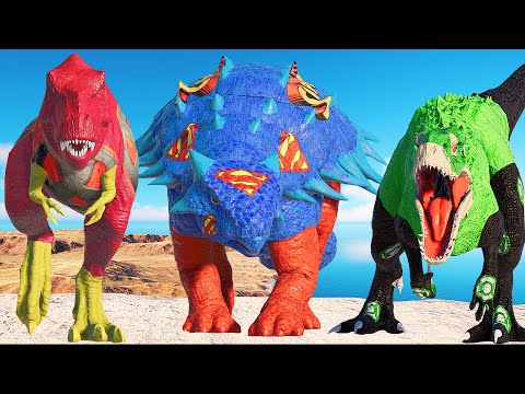 (🦖 Jurassic World Evolution 2 🦕)Superman Ankylo,Cyclops T-Rex,I-Rex Dinosaurs Fight