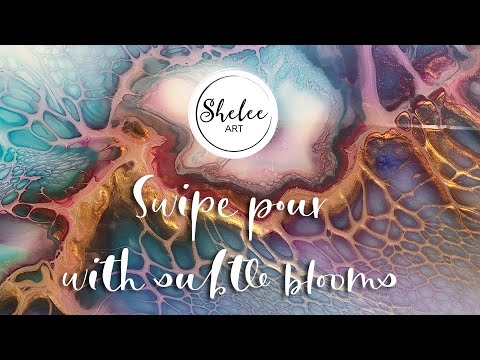 #30. Shelee Art - Swipe pour with subtle blooms in the pretty palette