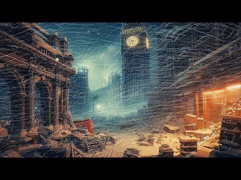 Nuclear Winter Ambience & Sounds | Howling Windy Snow Storm Post Apocalypse White Noise | 10 Hr 4K