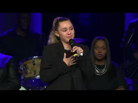 Miley Cyrus Breaks Down in Tears Honoring Voice Contestant Janice Freeman at Her Memorial Service
