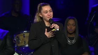 Miley Cyrus Breaks Down in Tears Honoring Voice Contestant Janice Freeman at Her Memorial Service