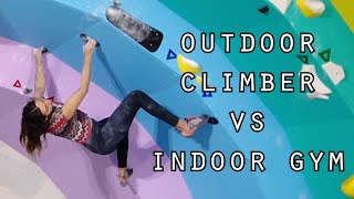 outdoor climber (me 🙃) vs. MODERN INDOOR GYM BOULDERING  🧗‍♀️ Flashh Barcelona by Anna Hazelnutt