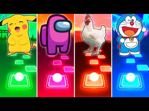 Pikachu VS Among Us VS Chicken VS Doraemon - Tiles Hop