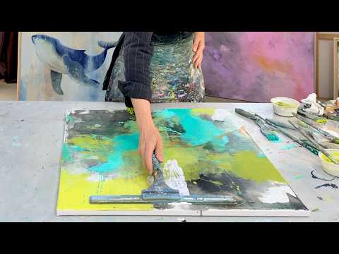 From Sketch to Abstract – Intuitive Acrylic Painting in Turquoise & Yellow (Beginner)