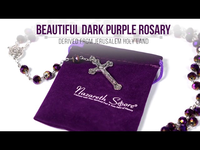 Vídeo relacionado con Nazareth Store Collar Rosario con Cuentas de Piedra Natural Diseño de Cobre Antiguo Medalla y Cruz de Tierra Santa en Bolsa de Terciopelo - Colección Terra Santa Jerusalén (Jaspe amarillo)