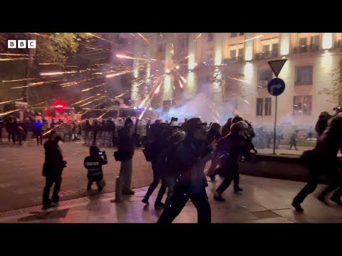 A fifth night of protests in Tbilisi, Georgia - our BBC News report