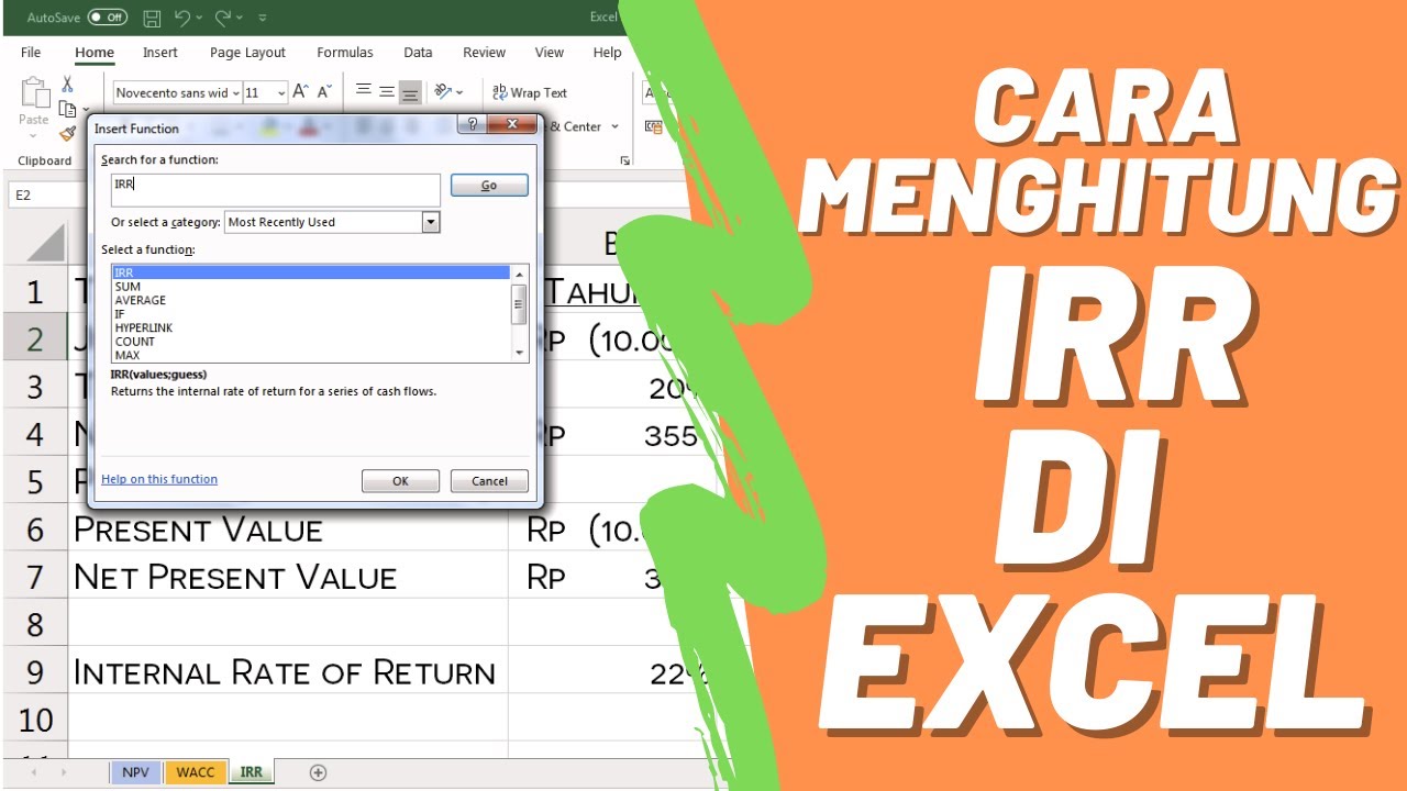 Menghitung IRR di EXCEL