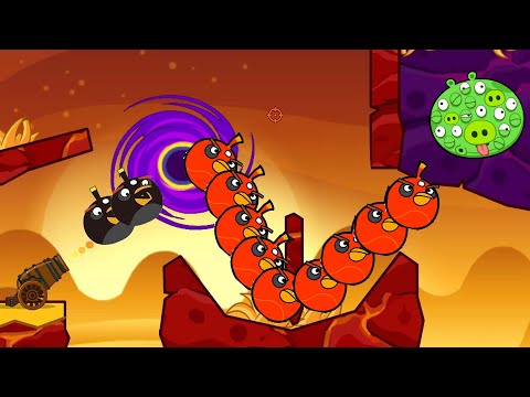 Angry Birds Cannon Collection 3 - HIT THE 100 EYES PIG THROUGH BLACKHOLE AFTER BLASTING STONE!