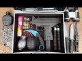 Weapon and Equipment Bag ! Uzi Gun Throwing Bead, Smoke Bomb, Blades, Binoculars and Karambit !!!