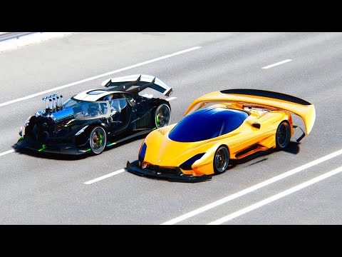 Koenigsegg Jesko Dragster Concept vs SSC Tuatara GTR Concept - Drag Race 24 KM